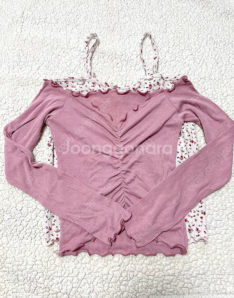 *당일배송*미니포에 빈티지st 핑크 플라워 나시+프릴--9