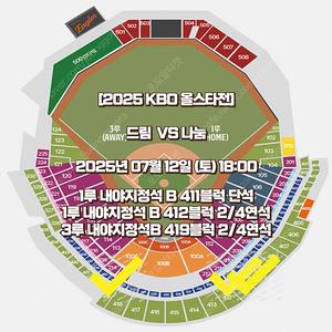 KBO 올스타전 드림VS나눔 내야지정석 2연석 4연석