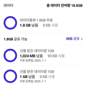 SK 데이터 1.8기가 1800원