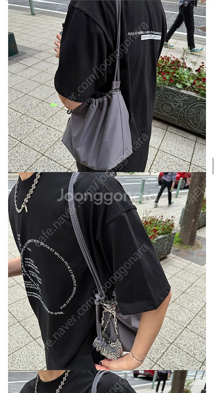 poik 가방 드로우 스트링 크로스백 미디엄 블랙(새상품)--3