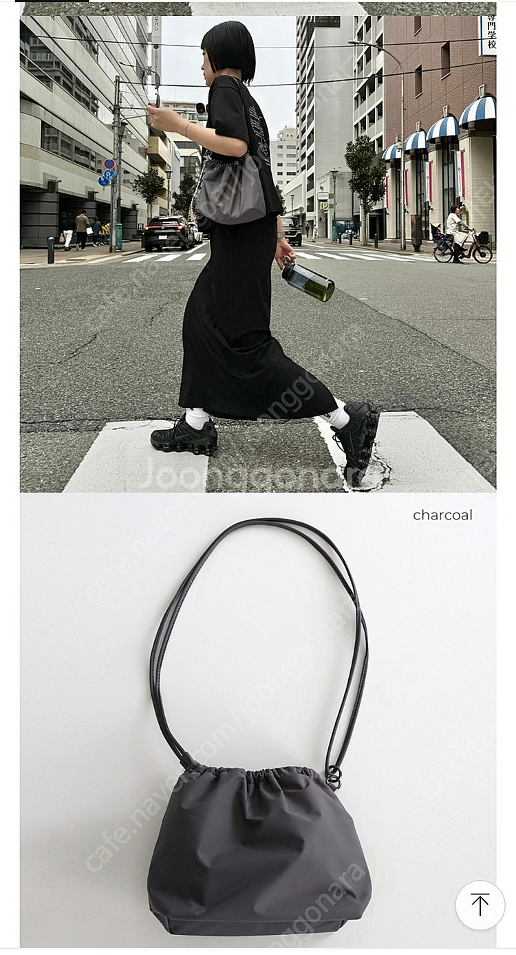 poik 가방 드로우 스트링 크로스백 미디엄 블랙(새상품)--4