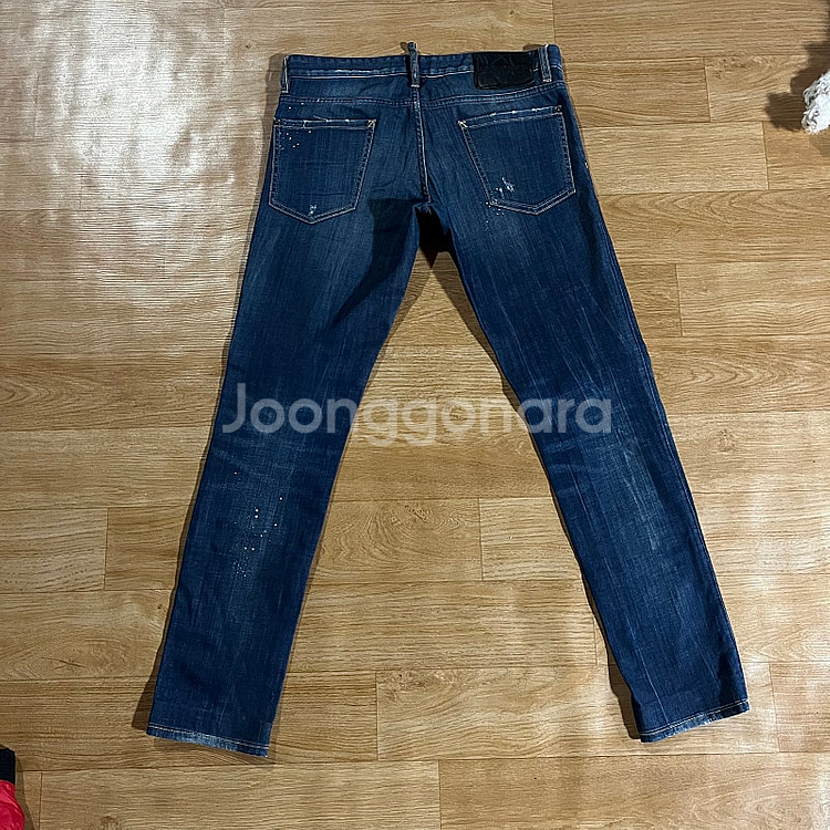 [32-33] 디스퀘어드 가죽패치 슬림진, 흑청 바이커...--2