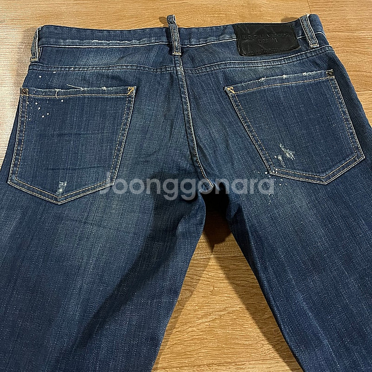 [32-33] 디스퀘어드 가죽패치 슬림진, 흑청 바이커...--3
