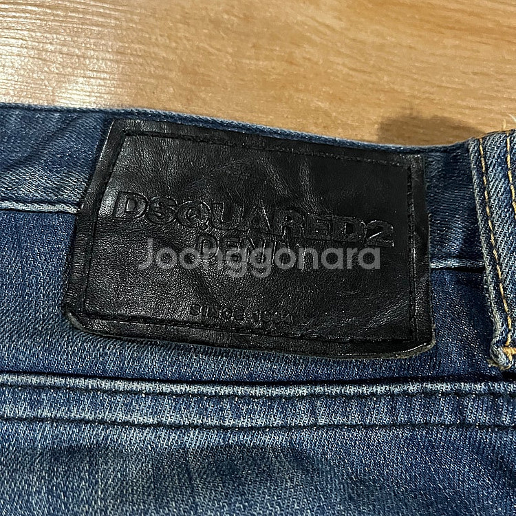 [32-33] 디스퀘어드 가죽패치 슬림진, 흑청 바이커...--4