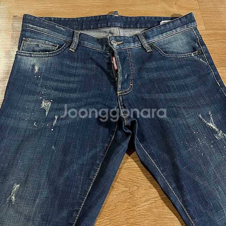 [32-33] 디스퀘어드 가죽패치 슬림진, 흑청 바이커...--6
