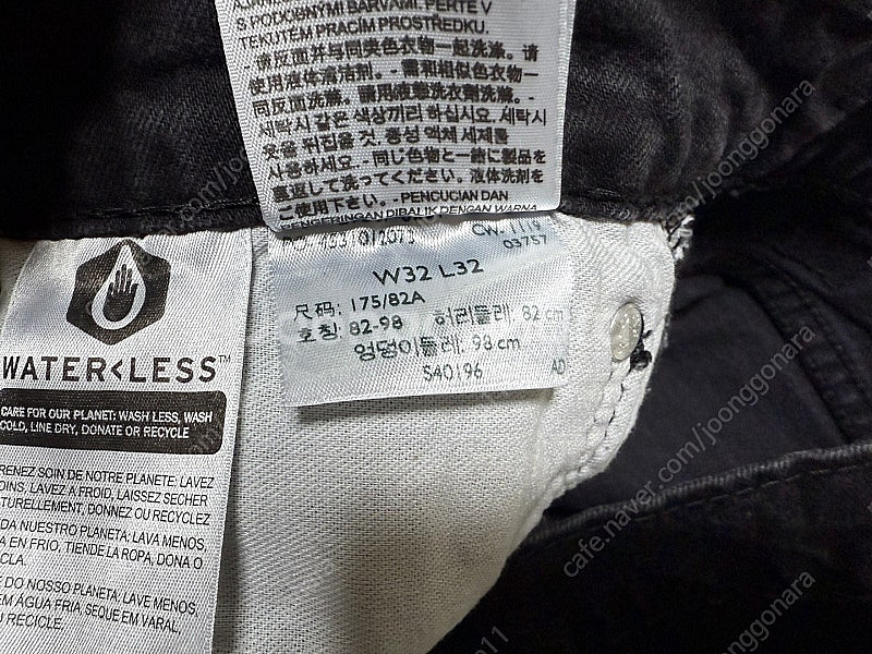 리바이스 502 블랙진 스판 청바지 남성용 32인치 판...--6