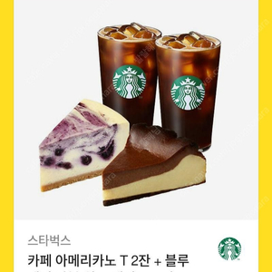 스타벅스 아메리카노 T 2잔 + 블루베리 마블 치즈 케이크 + 바스크 초코 치즈 케이크