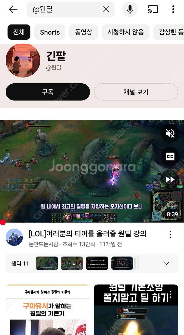 유튜브 핸들명 "원딜"--0