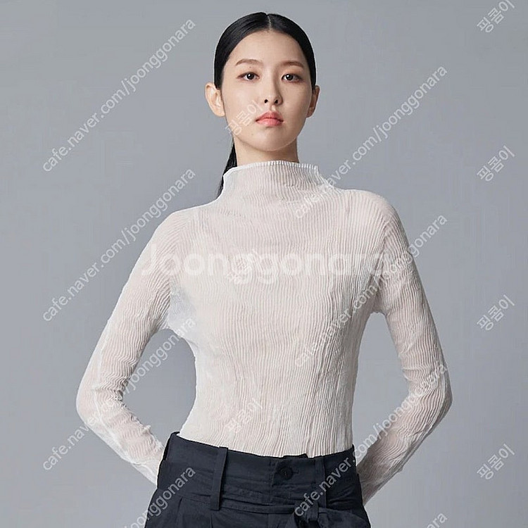 이세이미야케 쉬폰 트위스트 탑 블라우스 화이트 2사이즈...--0