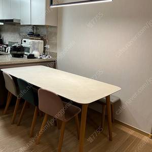 플랫포인트 디어세라믹 테이블+패브릭 체어+벤치 세트