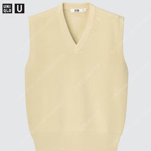 유니클로 U 유메르 V넥 니트 베스트 M사이즈 커스타드 레몬 컬러 중고