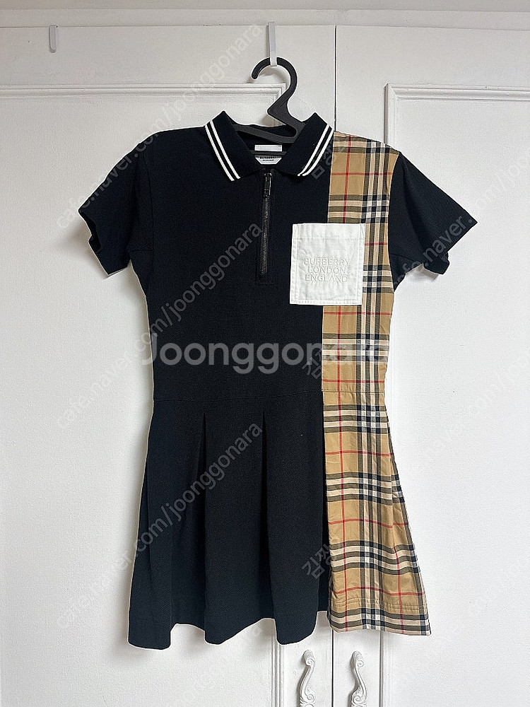 버버리 키즈 체크 디테일 여아 원피스 드레스--0