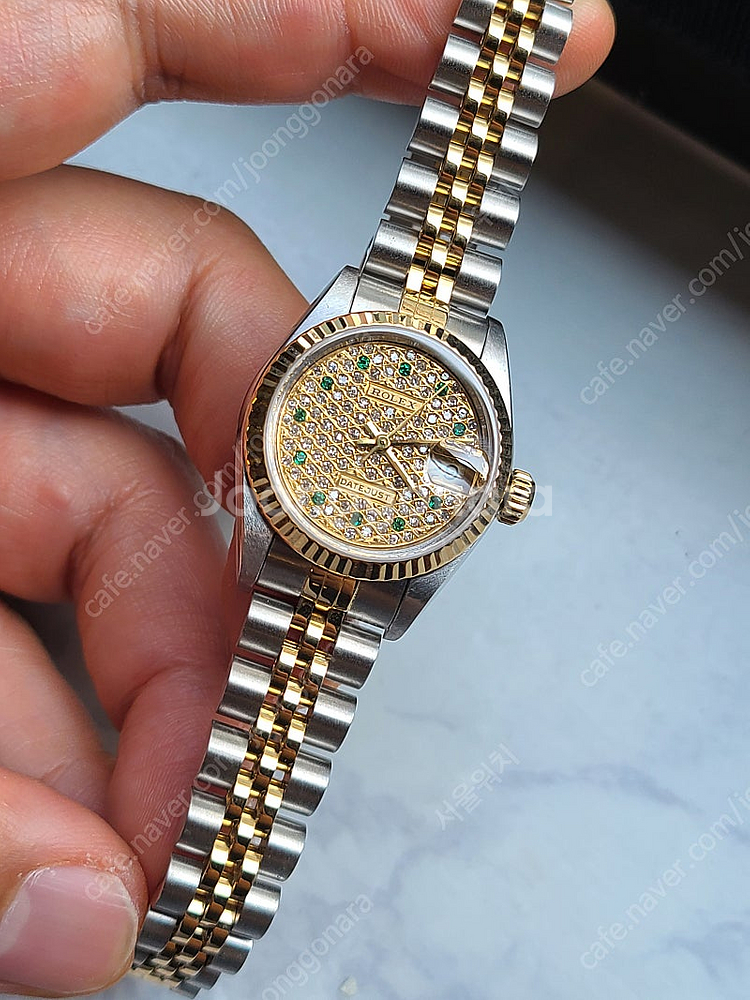 [정품] 롤렉스 여성용 데이저스트 에메랄드 11P 다이아판 18k 콤비 (Rolex Datejust 11P Emer...--0