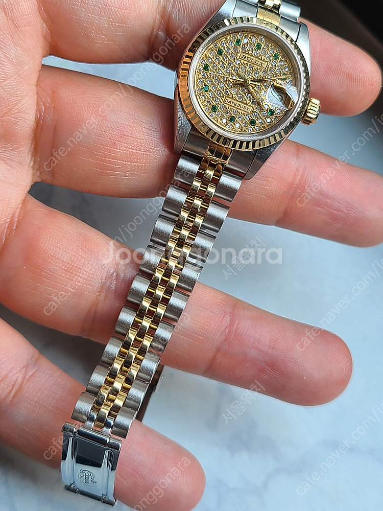 [정품] 롤렉스 여성용 데이저스트 에메랄드 11P 다이아판 18k 콤비 (Rolex Datejust 11P Emer...--2