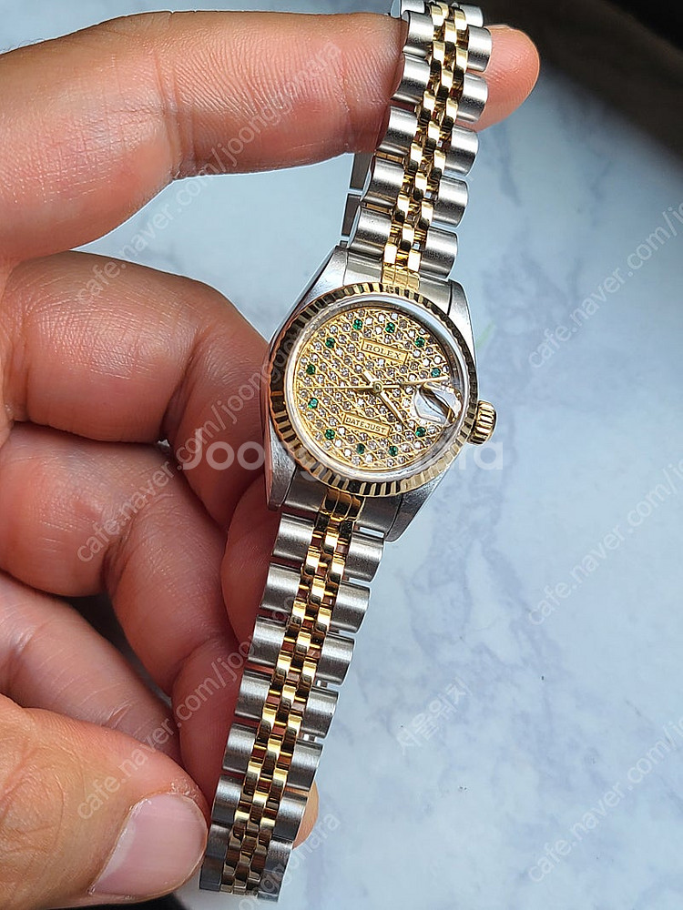 [정품] 롤렉스 여성용 데이저스트 에메랄드 11P 다이아판 18k 콤비 (Rolex Datejust 11P Emer...--4