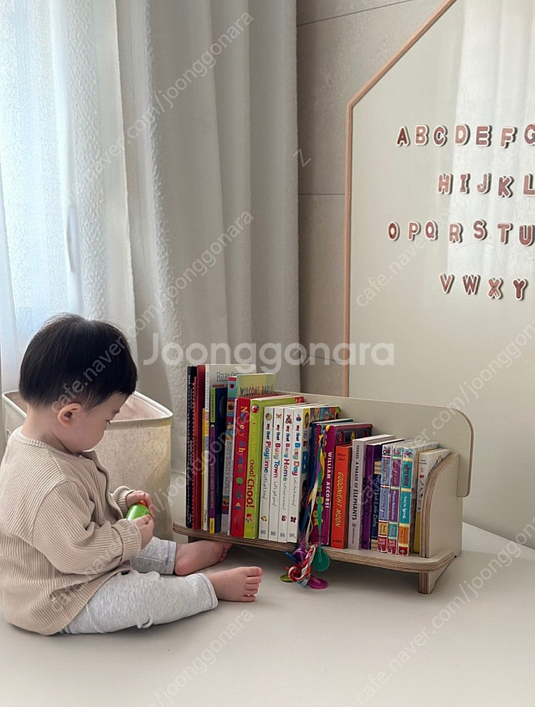 시즈시즈 아기 낮은 책꽂이 그레이베이지 / 아기 책장--0