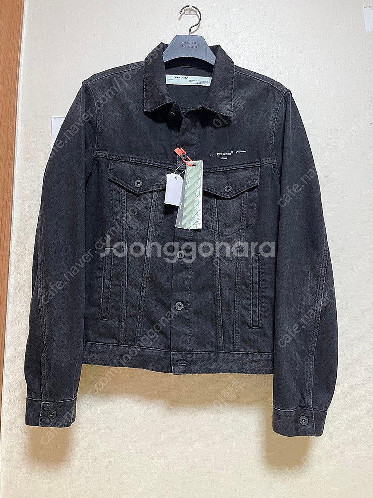 오프화이트 OFF WHITE 블랙 워싱 데님 자켓 XL...--4