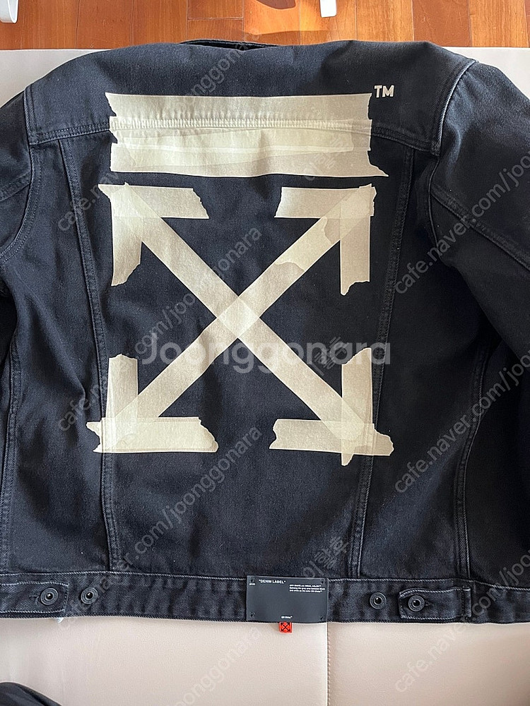 오프화이트 OFF WHITE 블랙 워싱 데님 자켓 XL...--6