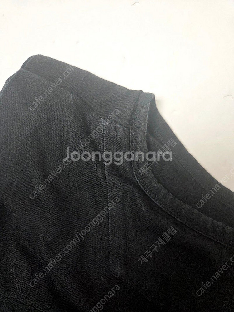 준지 어깨패드 민소매 티셔츠 블랙(S)--5