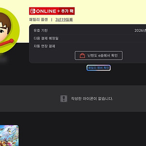 닌텐도 온라인 추가팩 두 자리