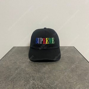슈프림 멀티 컬러 로고 워시드 블랙 볼캡 모자