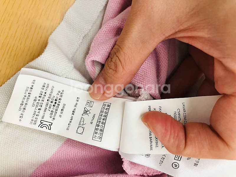 150M10-12사이즈 빅포니 폴로 단가라 카라반팔티셔츠 정품 분홍색--2