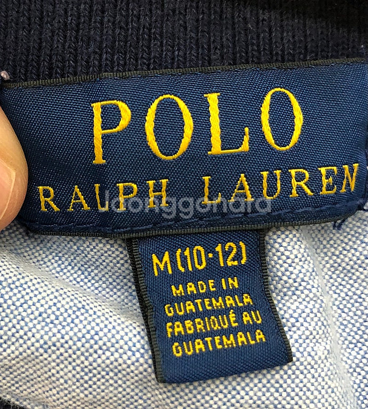 150M10-12사이즈 빅포니 폴로 단가라 카라반팔티셔츠 정품 분홍색--3