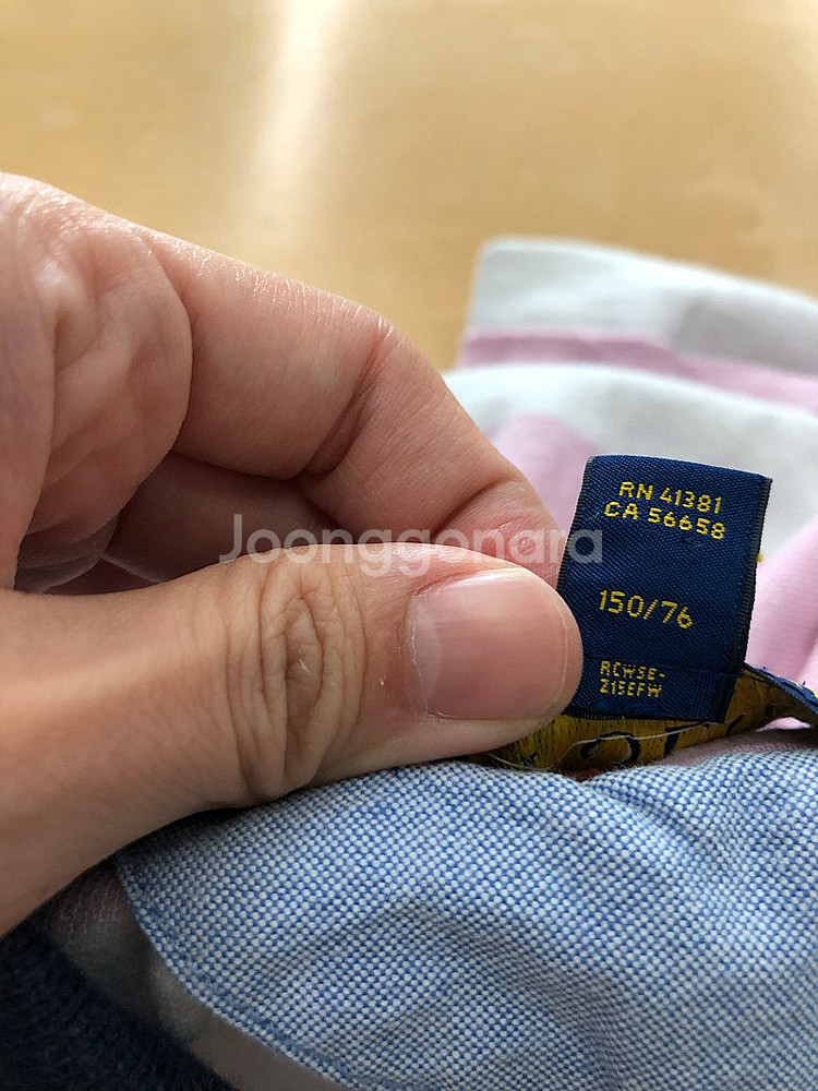 150M10-12사이즈 빅포니 폴로 단가라 카라반팔티셔츠 정품 분홍색--4