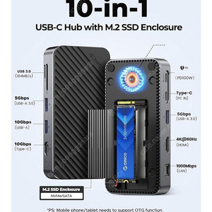 오리코 C타입 허브 10 in 1 썬더볼트 SSD 쿨링팬