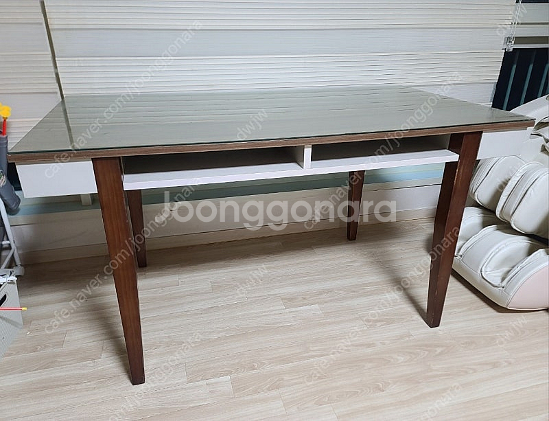 한샘 카페로 책상 (유리 포함)--0
