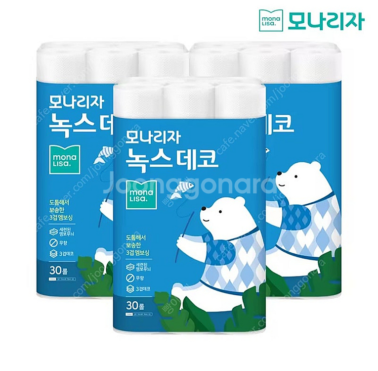 모나리자 녹스데코 3겹 화장지 휴지 30미터 30롤×3...--0