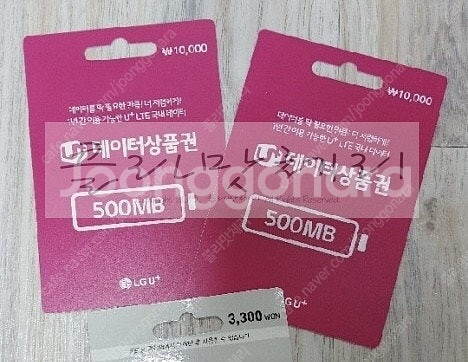 유플러스U+ 데이터 쿠폰 등록형 2기가(500MB 4장...--1