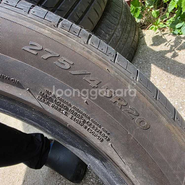 양산중고타이어 275 45 20 한국타이어 2본 / 부...--8
