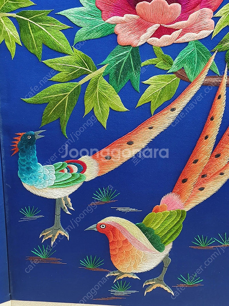 앤티크 고급 수제 비단실 손자수 병풍 부귀영화 8폭 병...--7