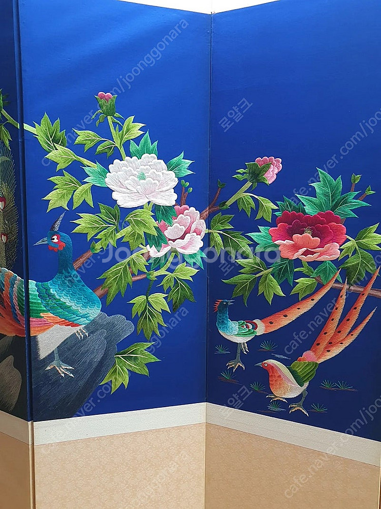 앤티크 고급 수제 비단실 손자수 병풍 부귀영화 8폭 병...--9
