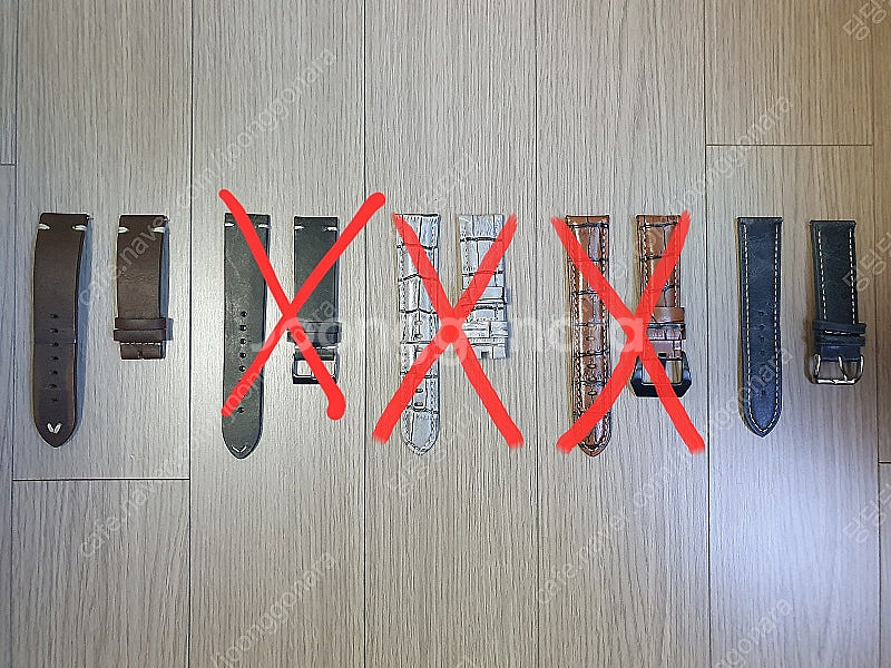 (인하) 22미리 갈색 회색 브라운 그레이 가죽 스트랩...--0