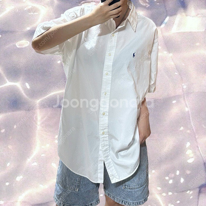폴로 랄프로렌 반팔 셔츠 화이트 L--1