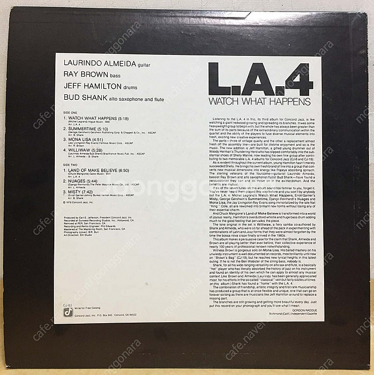 LP ; LA4 재즈 엘피 음반 6장 판매 콩코드 재즈...--1