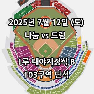 7/12일 올스타전 1루 내야지정석 B 단석