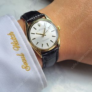 [정품] 롤렉스 오이스터 퍼페추얼 실버 14K 골드필드 오토메틱 가죽 (Rolex Oyster Perpetual 14K Y.G.F Leather Strap)