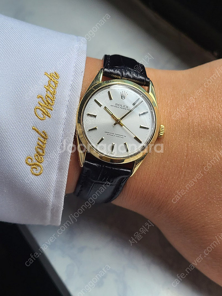 [정품] 롤렉스 오이스터 퍼페추얼 실버 14K 골드필드 오토메틱 가죽 (Rolex Oyster Perpetual 1...--2