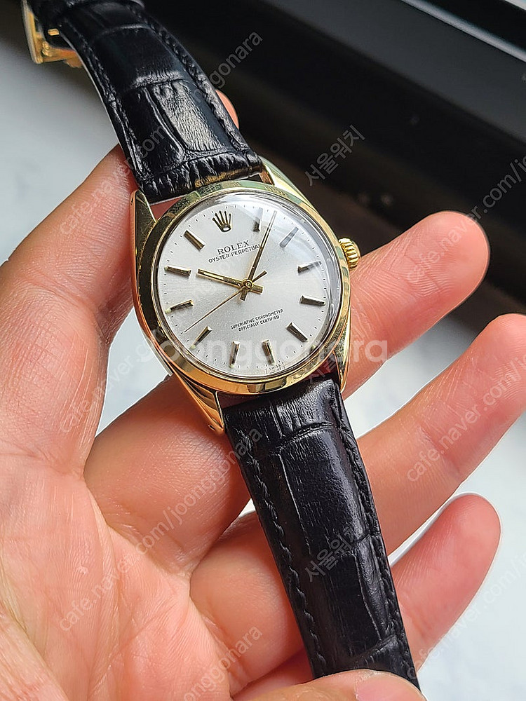 [정품] 롤렉스 오이스터 퍼페추얼 실버 14K 골드필드 오토메틱 가죽 (Rolex Oyster Perpetual 1...--5