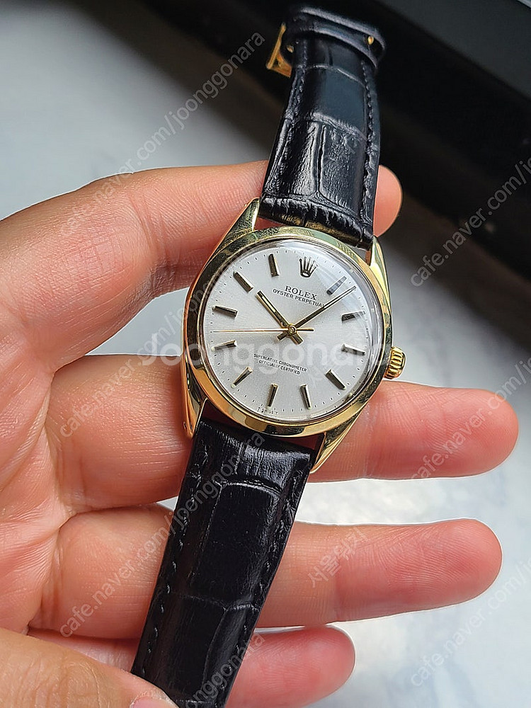 [정품] 롤렉스 오이스터 퍼페추얼 실버 14K 골드필드 오토메틱 가죽 (Rolex Oyster Perpetual 1...--6