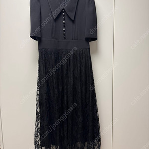 베르데오시도 Sirène Dress Black Silk & Lace S