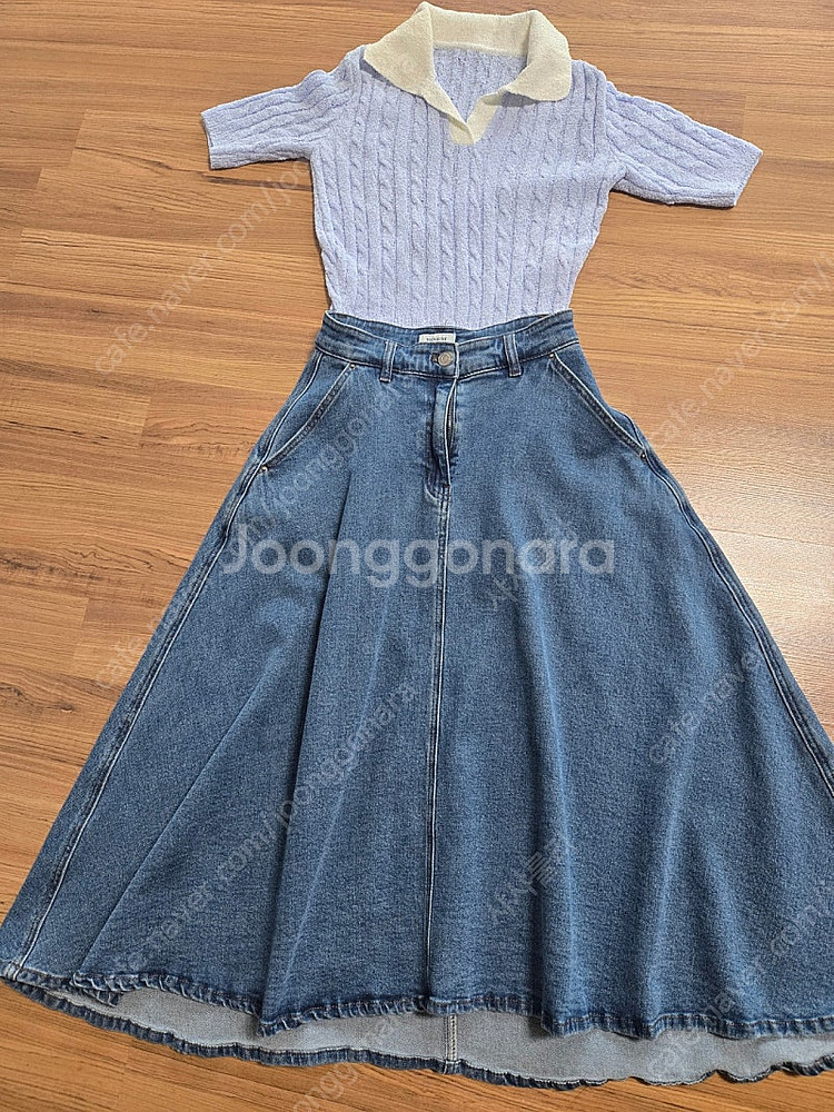 데님 스커트 니트--0