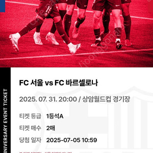 fc서울 vs fc바르셀로나 일등석A 2매