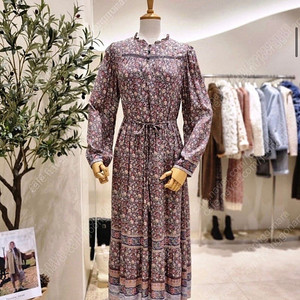 써스데이아일랜드 원피스 보더 믹스 플라워 롱