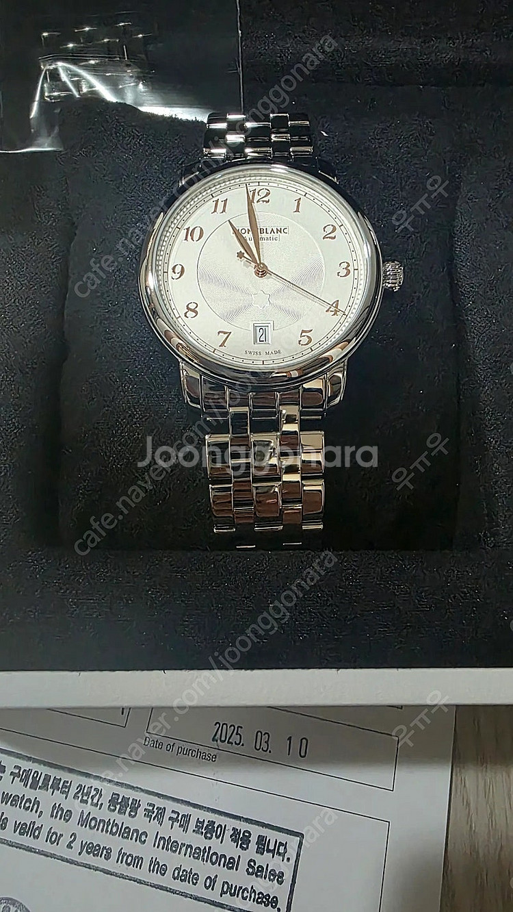 몽블랑 시계 스타레거시 오토매틱 흰판 39mm 새제품급--1