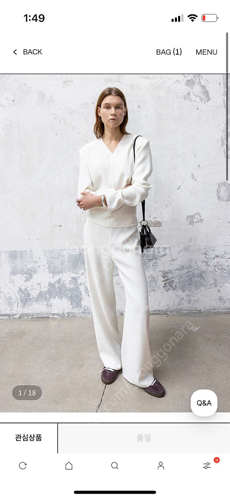 오르 orr 오리지널 루 V넥블라우스 아이보리 새상품--0
