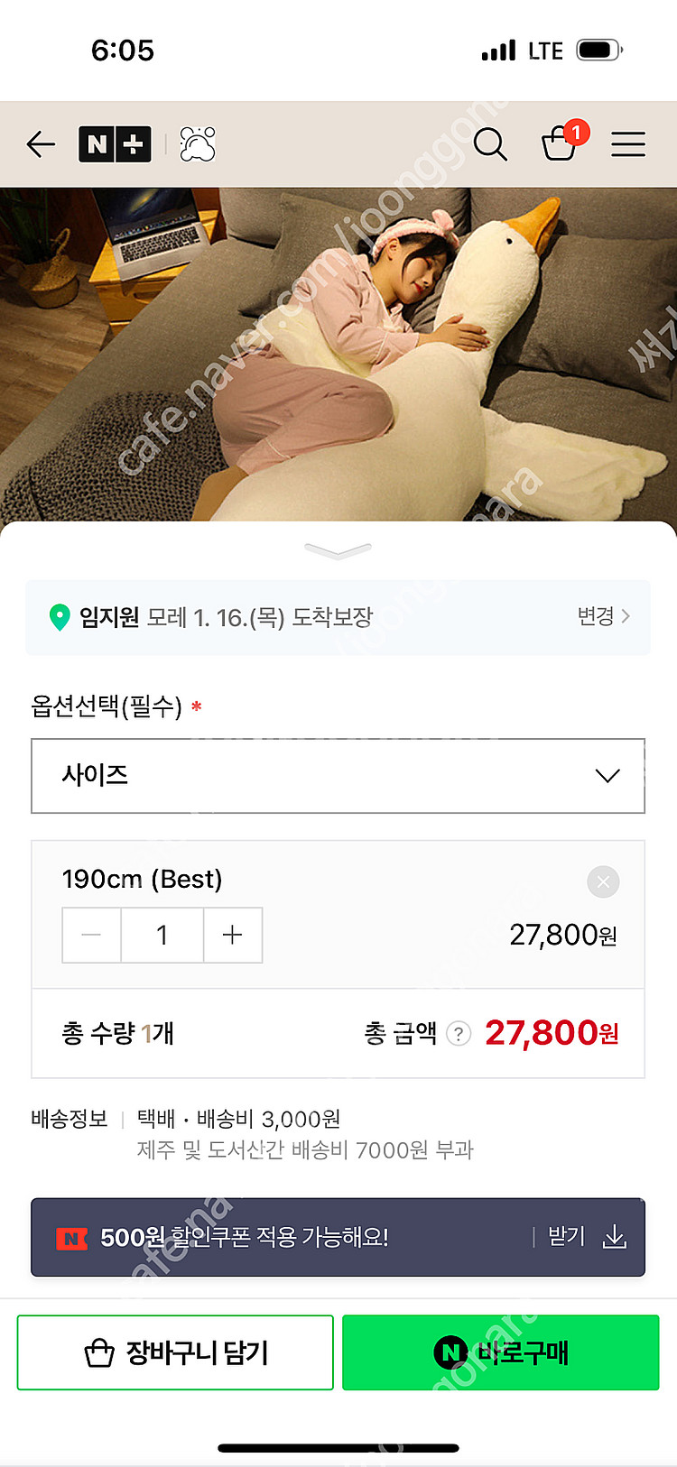 (거의새것) 큰 대왕오리인형 190cm 초 대형 거위 ...--1